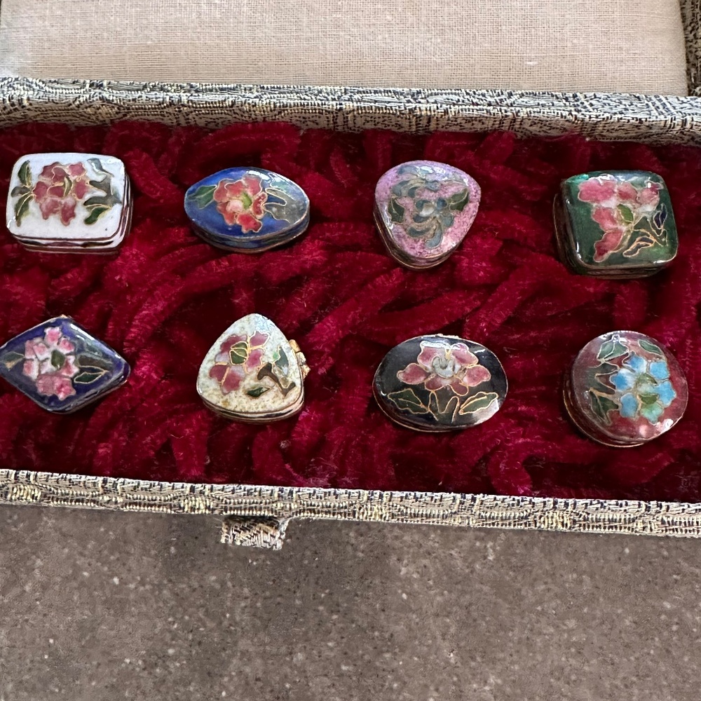 Vintage Smithsonian Institution Cloisonné Trinket or Pill boxes